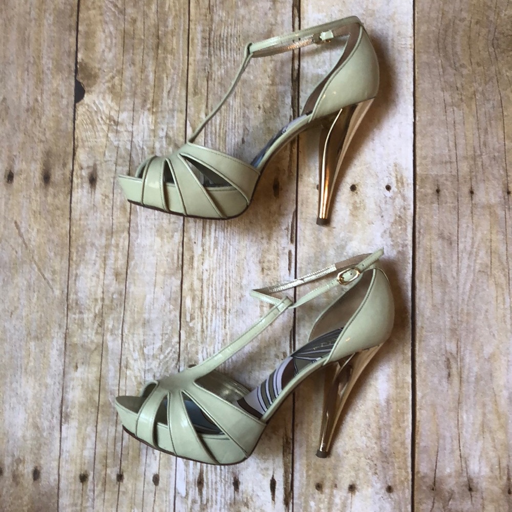 Marciano Mint Ankle-Strap Gold Heels